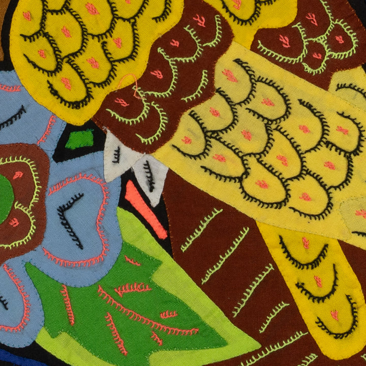 Panama Owls Surrounded by Jungle Flowers Mola