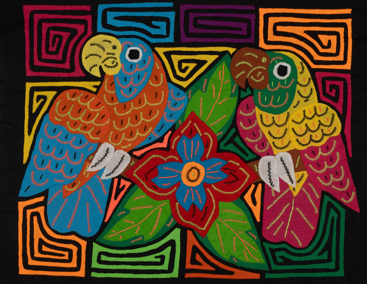 Fantasy Orange Blue And Yellow Two Parrot Bird Mola