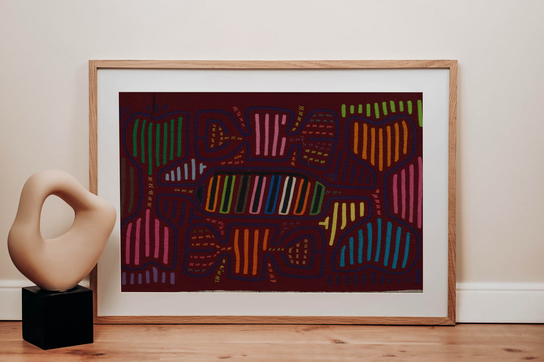 Vintage Burgundy And Blue Classic Design Mola
