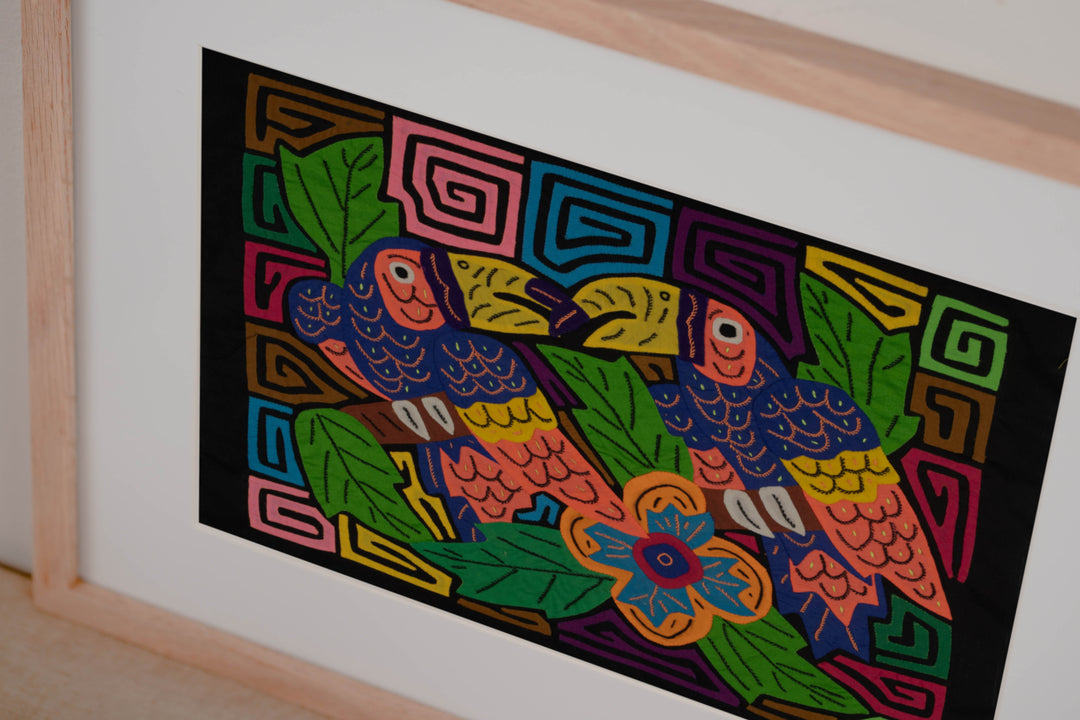 Fantasy Blue Orange And Green Two Toucan Mola