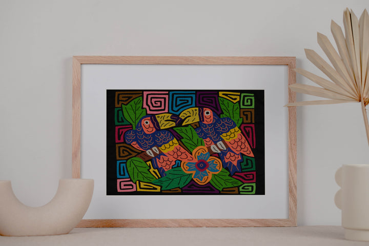 Fantasy Blue Orange And Green Two Toucan Mola