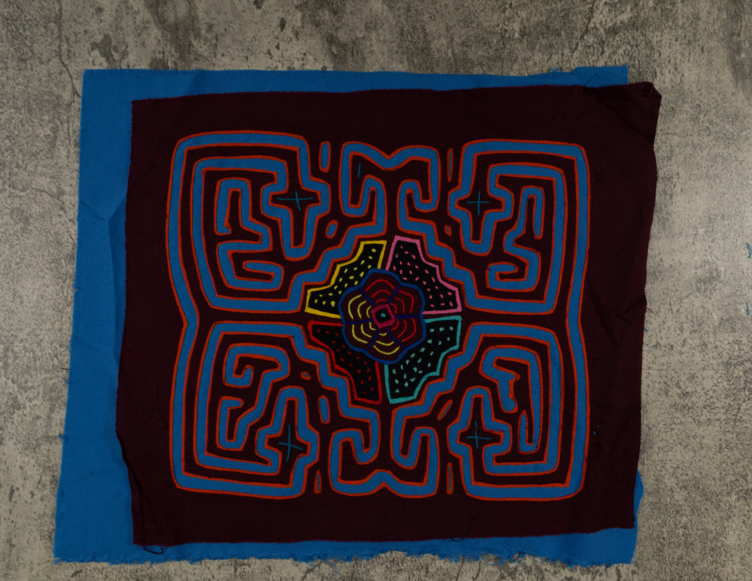 Maroon And Blue Floral Flower Mola