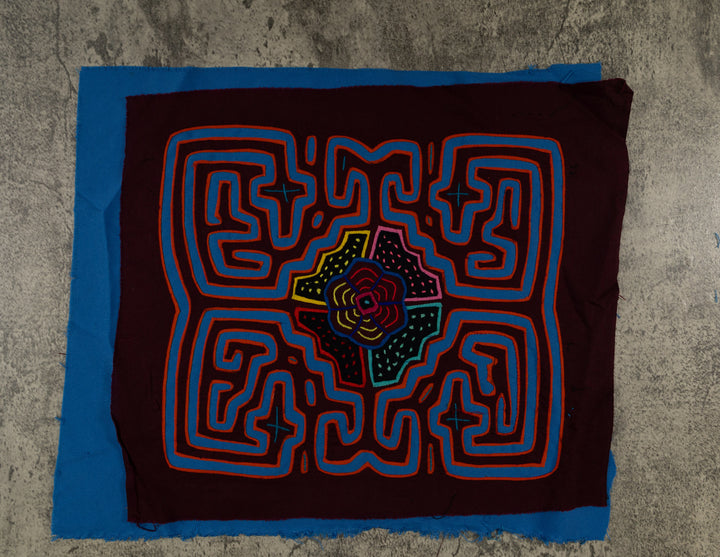 Maroon And Blue Floral Flower Mola
