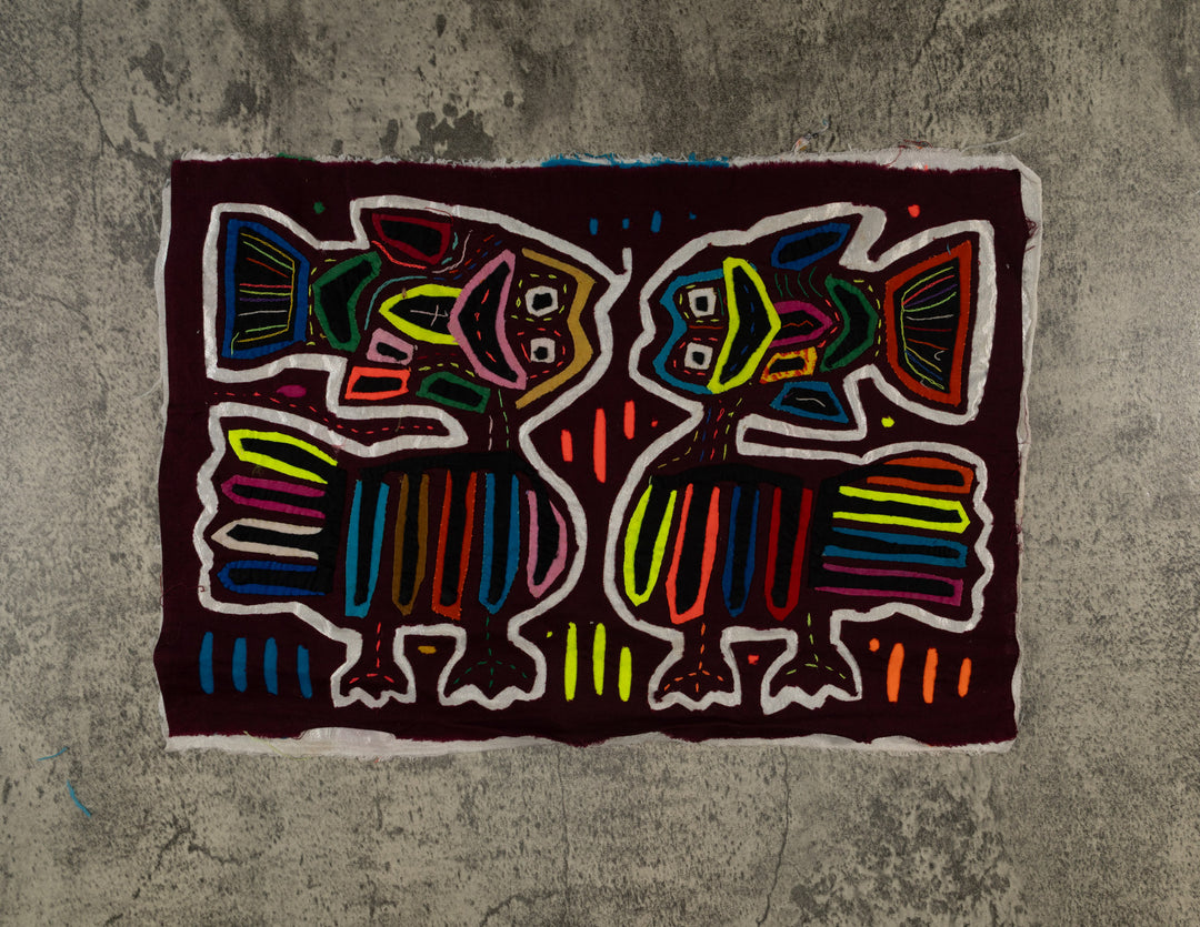 Burgundy And Silver Fish Head Mola