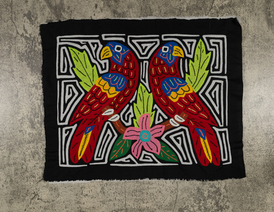 Fantasy Red Black And White Two Parrot Bird Mola