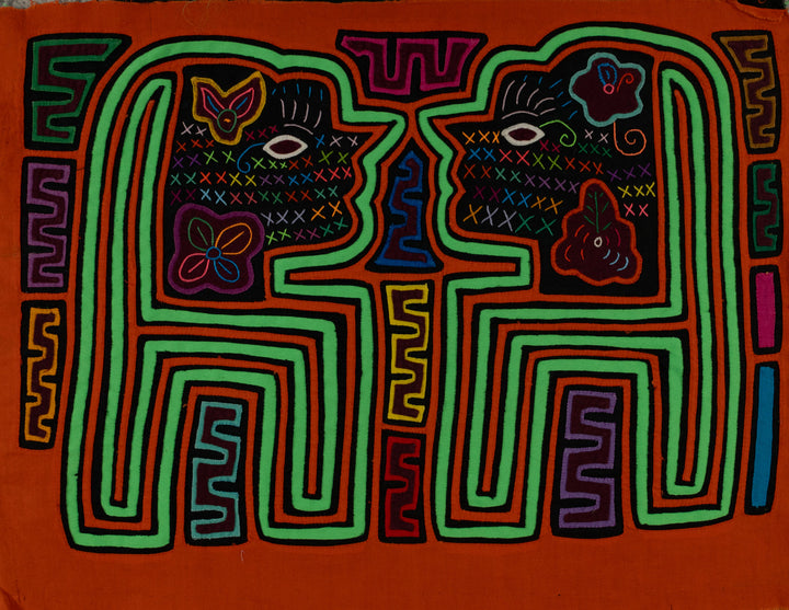 Orange And Green Twin Sister Mola