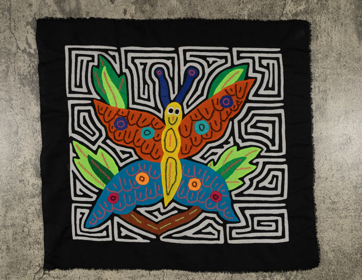 Fantasy Blue Orange And Yellow Happy Butterfly Mola