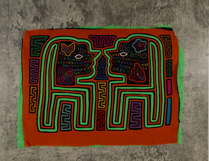 Orange And Green Twin Sister Mola