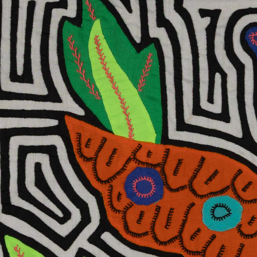 Fantasy Blue Orange And Yellow Happy Butterfly Mola