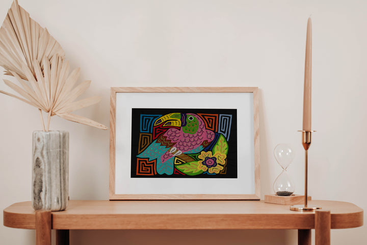 Fantasy Pink Blue And Yellow Toucan Bird Mola