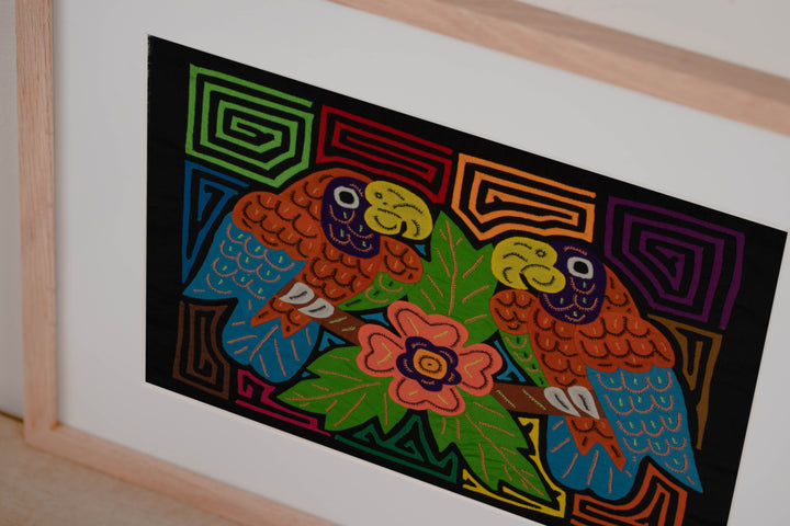 Fantasy Blue Orange And Green Two Parrot Mola