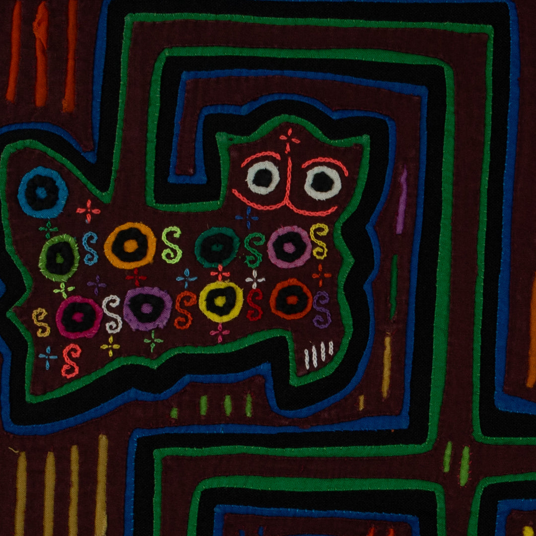 Maroon And Green Kitty Cat And Duck Mola