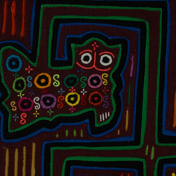 Maroon And Green Kitty Cat And Duck Mola