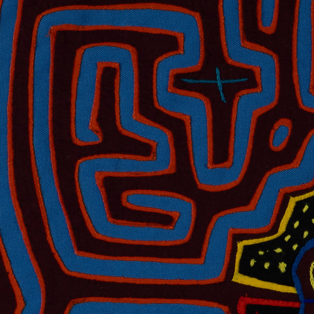 Maroon And Blue Floral Flower Mola