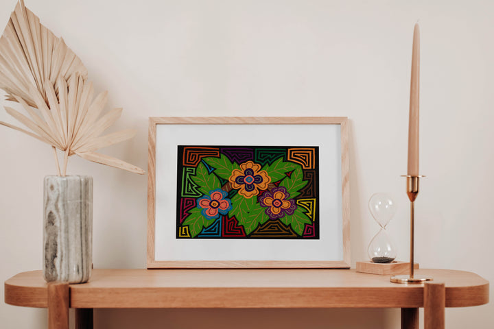 Colorful Blossoms and Leafy Background Mola
