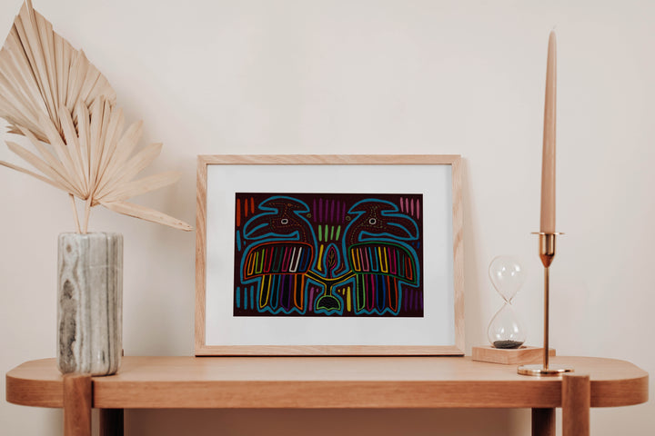 Classic Maroon And Turquoise Jungle Bird Mola