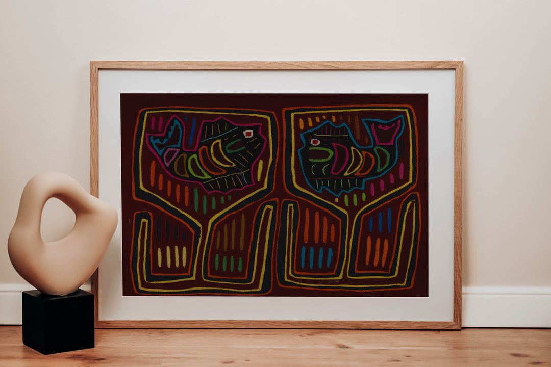 Traditional Maroon Orange And Yellow Fish Mola