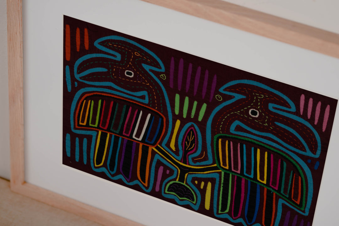 Classic Maroon And Turquoise Jungle Bird Mola