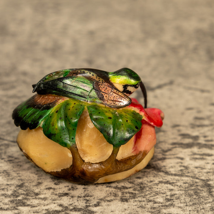 Hummingbird With Flower Tagua Nut Carving