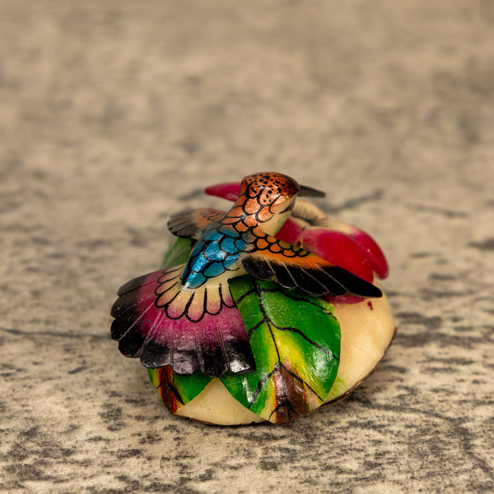 Hummingbird With Flower Tagua Nut Carving