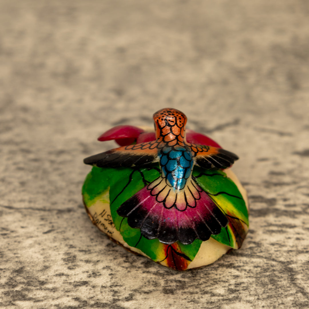 Hummingbird With Flower Tagua Nut Carving