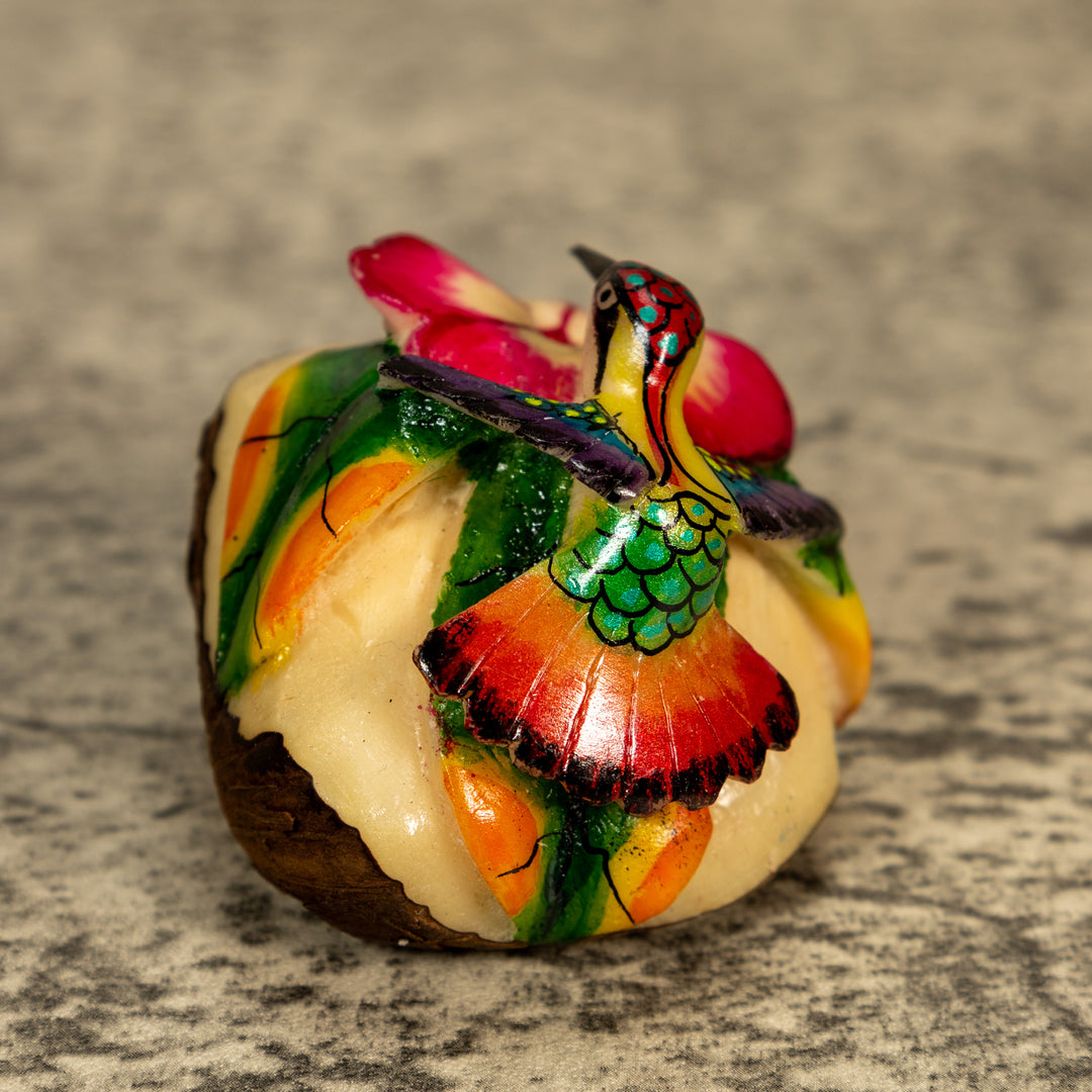 Hummingbird With Flower Tagua Nut Carving