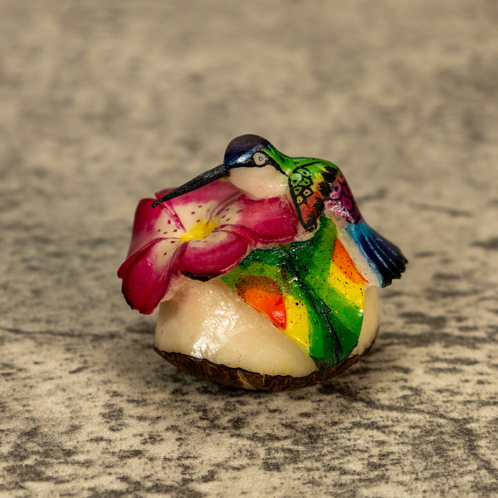 Hummingbird With Flower Tagua Nut Carving