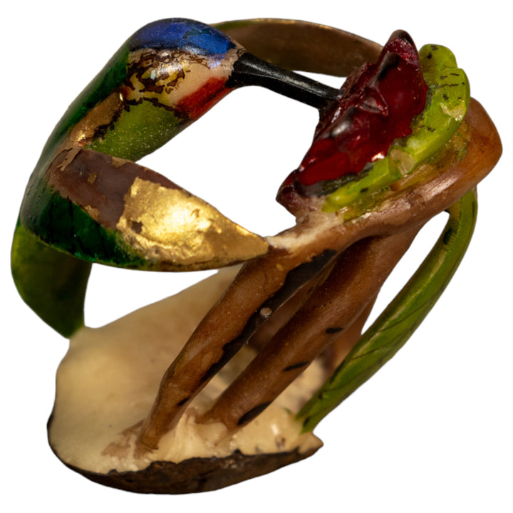 Hummingbird With Flower Tagua Nut Carving