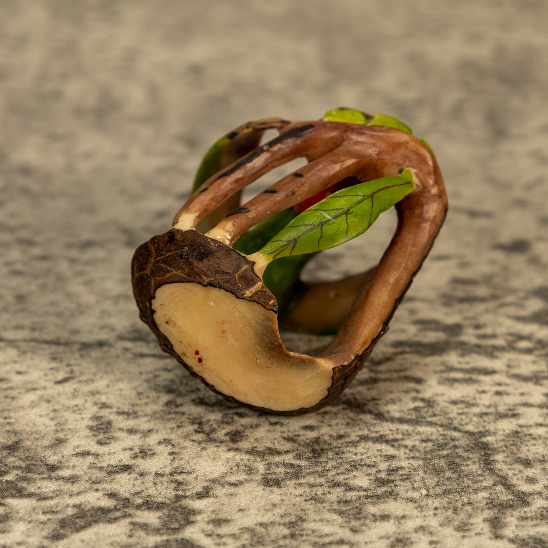 Hummingbird With Flower Tagua Nut Carving