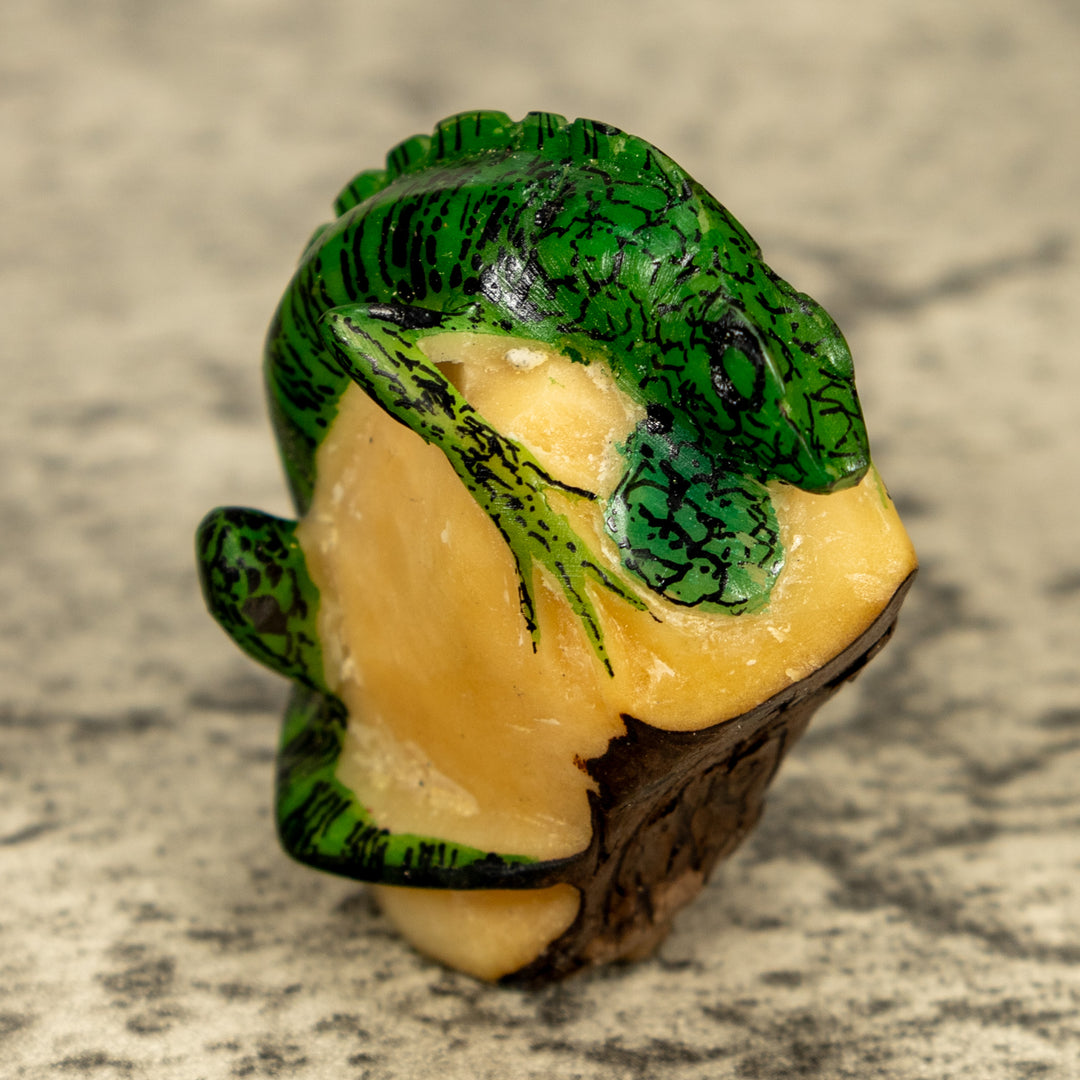 Green Iguana Lizard Tagua Nut Carving