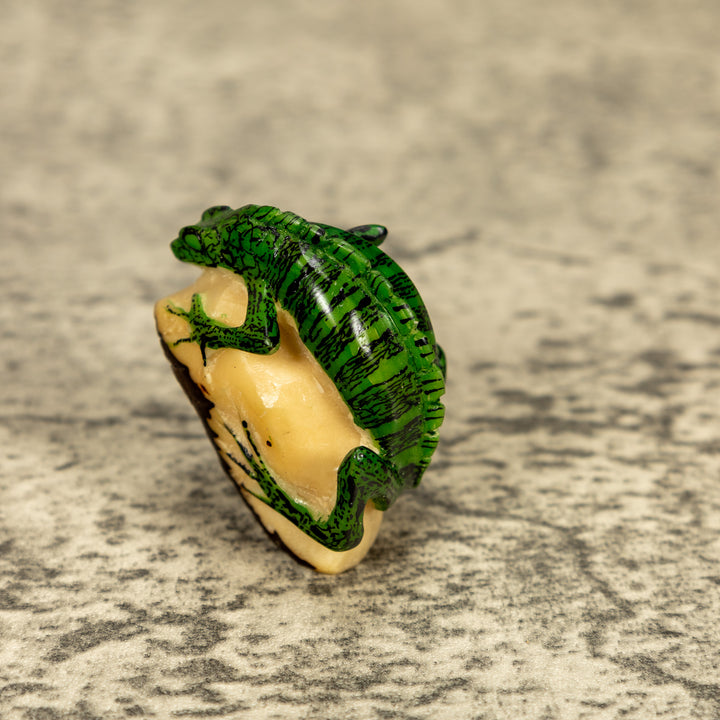 Green Iguana Lizard Tagua Nut Carving