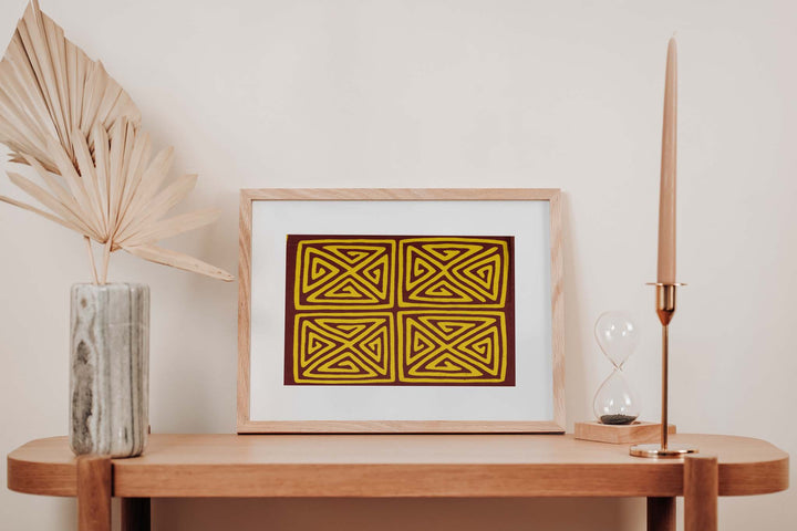 Yellow And Maroon Classic Design Mola