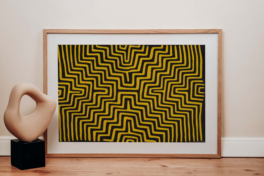 Vintage Black And Yellow Maze Mola