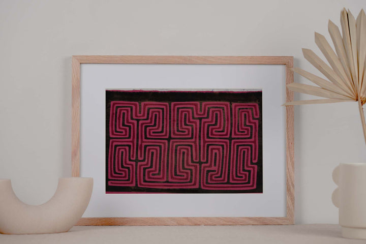 Pink And Black Classic Design Machine Stitch Mola