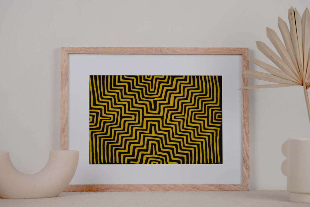 Vintage Black And Yellow Maze Mola