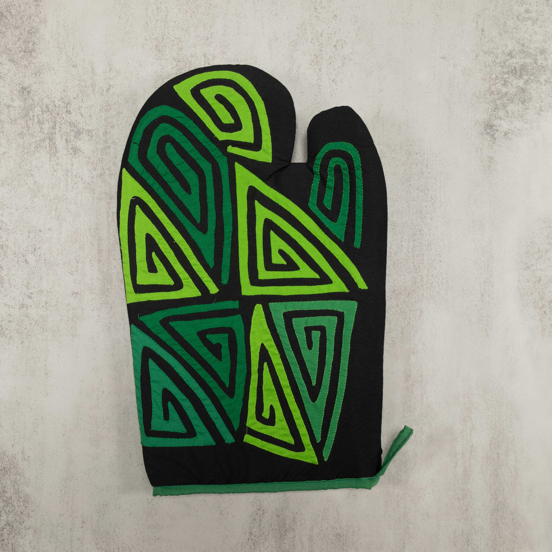 Artisan Panama Mola Green and Lime Oven Mitt