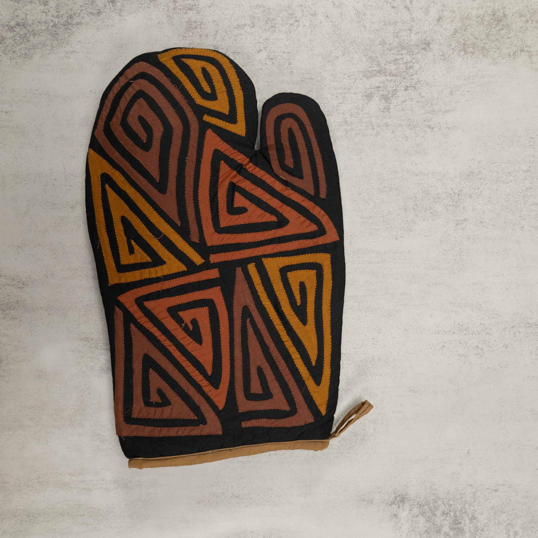 Artisan Panama Mola Brown and Copper Oven Mitt