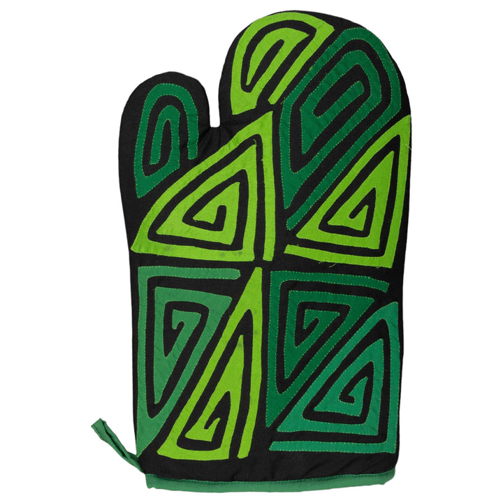 Artisan Panama Mola Lime and Green Oven Mitt