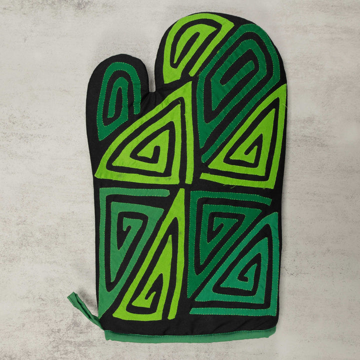 Artisan Panama Mola Lime and Green Oven Mitt