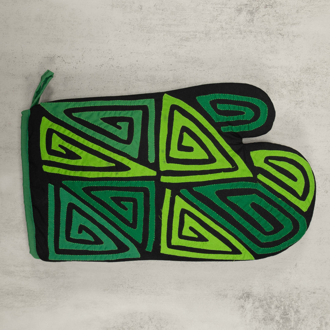 Artisan Panama Mola Lime and Green Oven Mitt