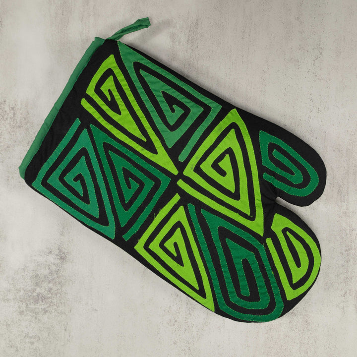 Artisan Panama Mola Lime and Green Oven Mitt