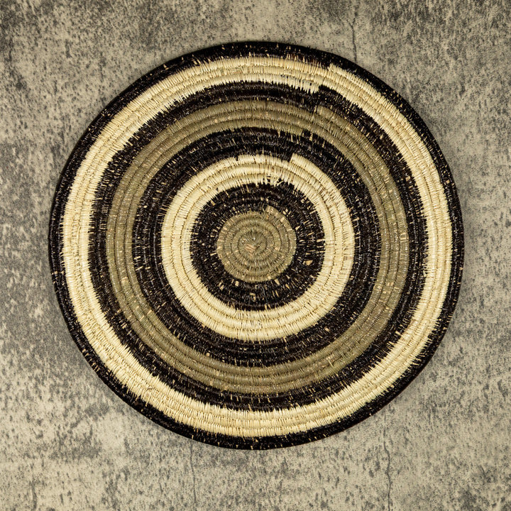 Black White And Gray Hand Woven Plate Basket