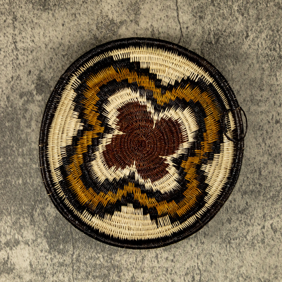 Black Red And Gold Hand Woven Plate Basket
