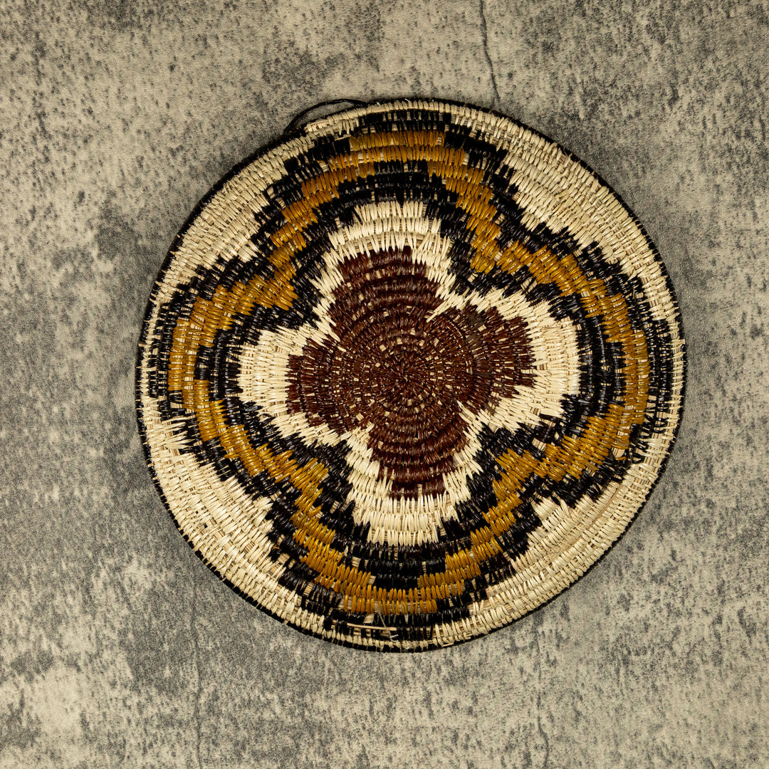 Black Red And Gold Hand Woven Plate Basket