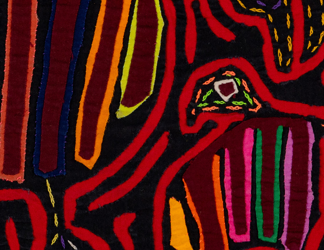 Black And Red Mother And Child Mola