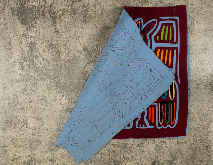 Burgundy And Turquoise Courtship Mola