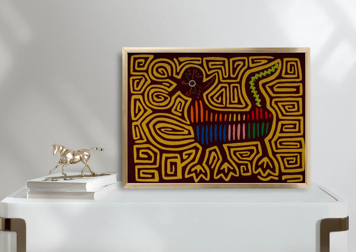 Maroon And Gold Critter Optical Illusion Mola