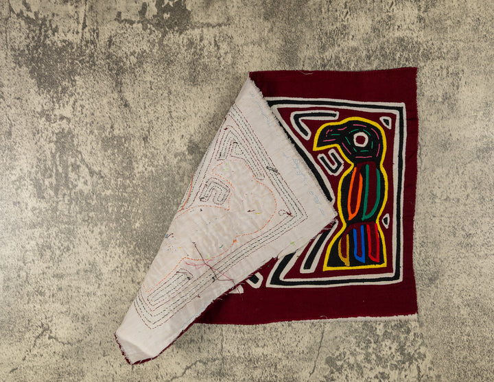 Black White And Maroon Bird And Horse Mola