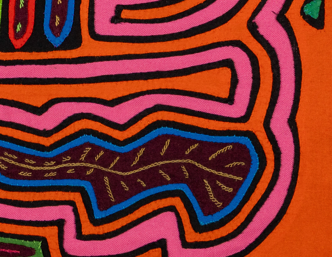Orange And Pink Bird Riding The Waves Mola