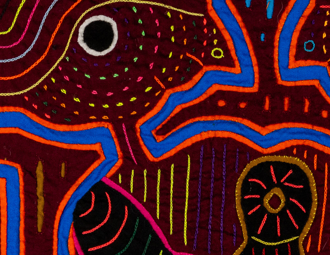 Burgundy Blue And Orange Optical Illusion Mola